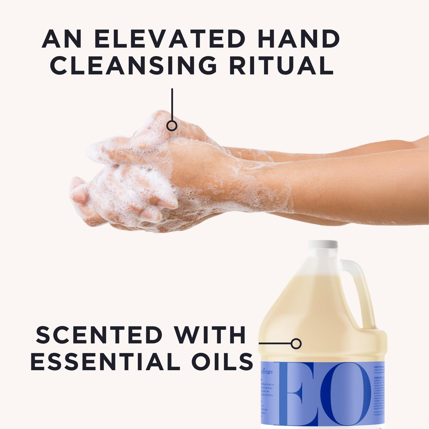 EO Liquid Hand Soap Refill, 1 Gallon, French Lavender, Organic Plant-Based Gentle Cleanser with Pure Essential Oils