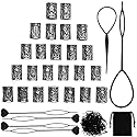 24 PCS Viking Hair Beads Beard Hair Beard Beads 6 PCS Pull Hair Pin Quick Beader 100 PCS Black Rubber Bands and a Bag