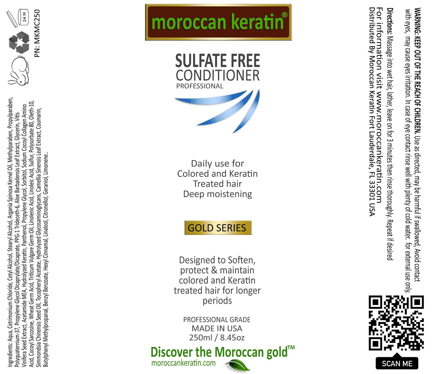 Moroccan Keratin Sulfate Free Shampoo & Conditioner Set Infused with Moroccan Argan Oil