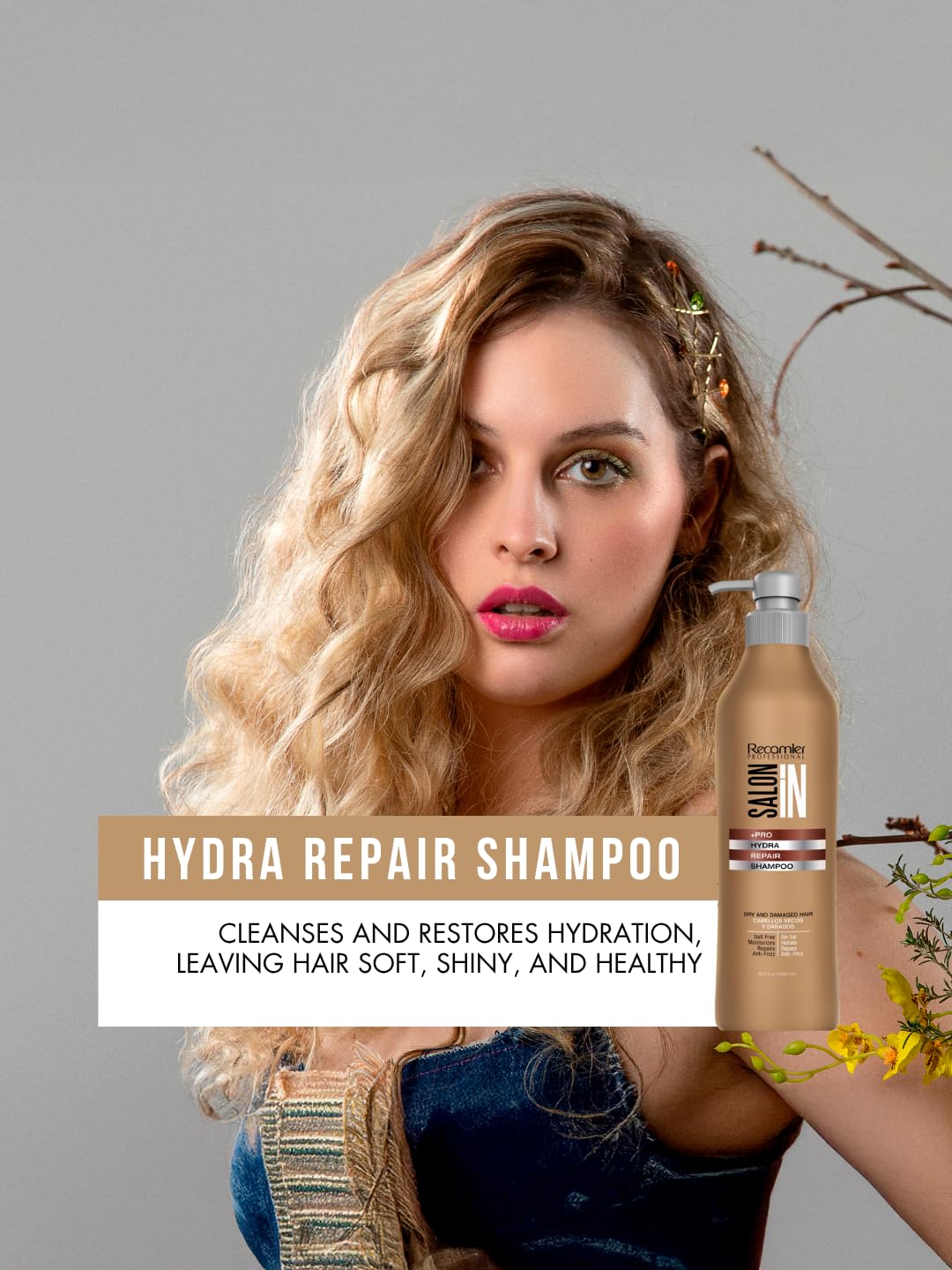 Salon In by Recamier | Hydra Repair Kit - Shampoo, Conditioner (33.8 fl oz Each) & Leave-In (10.1 fl oz) | Dry And Damaged Hair