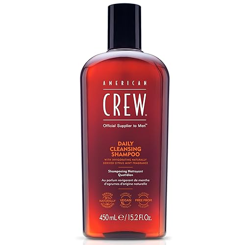 American Crew Shampoo for Men, Daily Cleanser, Naturally Derived, Vegan Formula, Hair Care Gift for Him, Citrus Mint Fragrance, 15.2 fl oz