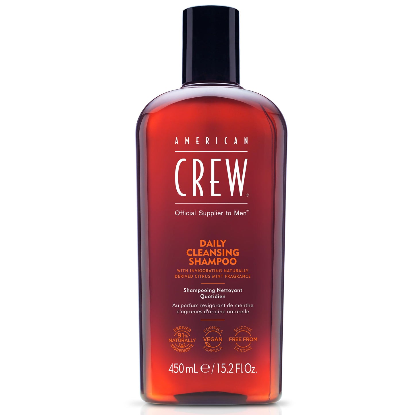 American Crew Shampoo for Men, Daily Cleanser, Naturally Derived, Vegan Formula, Hair Care Gift for Him, Citrus Mint Fragrance, 15.2 fl oz