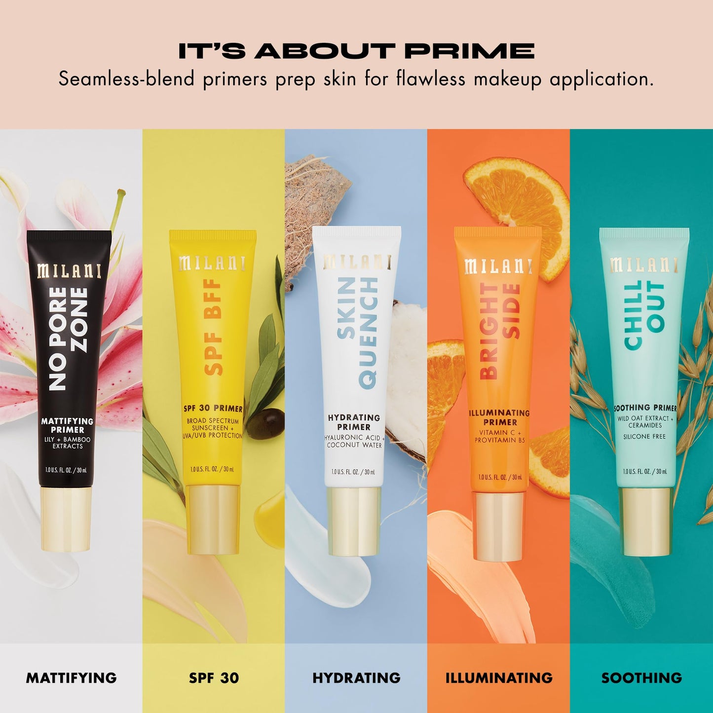 Milani Face Primer for Makeup - SPF BFF Primer with Broad Spectrum Sunscreen SPF 30 UVA UVB Protection, 1.0 Fl. Oz