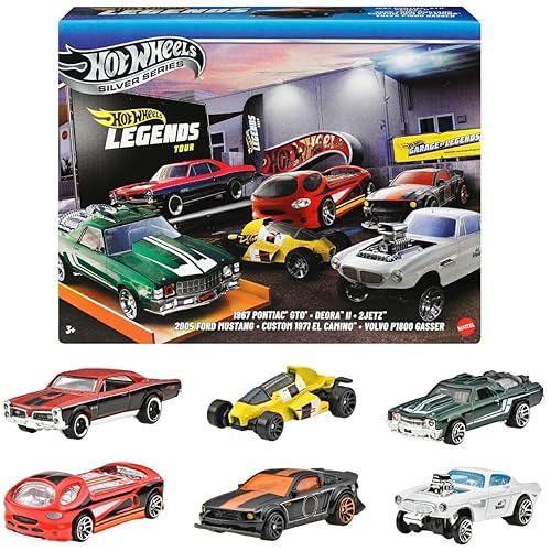 Hot Wheels 1:64 Scale Die-Cast Toy Cars and Trucks Set of 6 HW Legends Vehicles Decoration (Styles May Vary) JBY78
