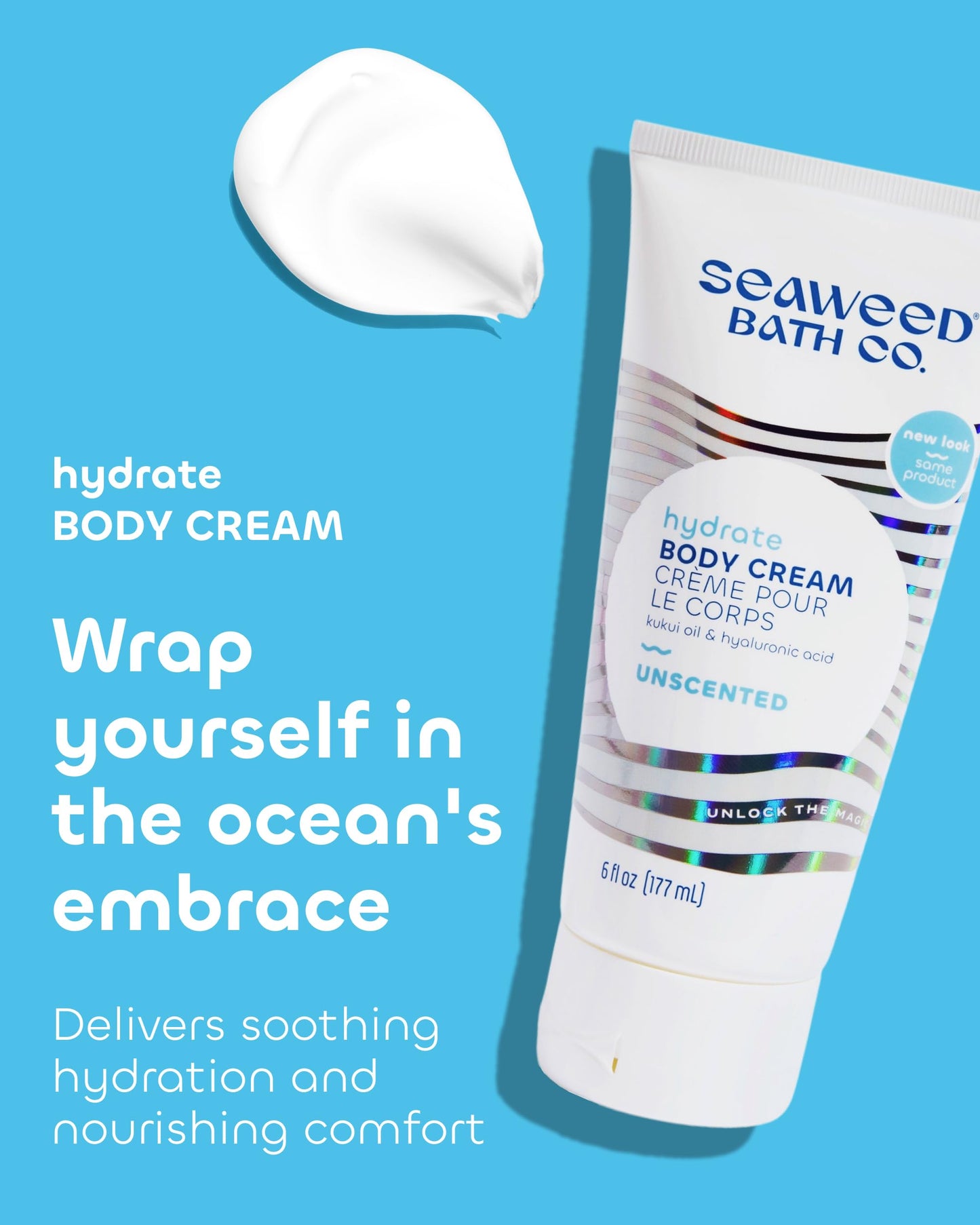 Seaweed Bath Co. Hydrate Body Cream - Unscented | Nourishing Moisturizer for Body and Hands | With Vitamin E, Hyaluronic Acid and Shea Butter For Dry
