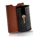Premium 100% Oxhorn Dual-Action Beard Comb with Genuine Leather Case - the Perfect Beard Grooming Gift for Men by Man & Mane.