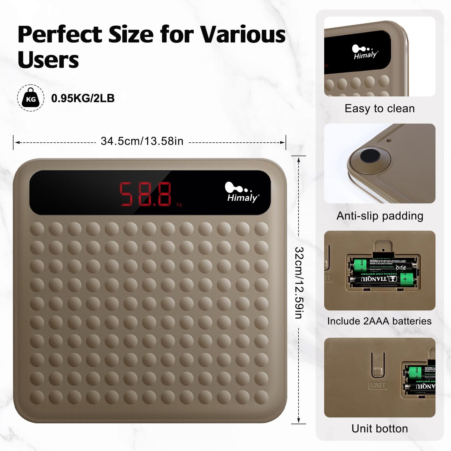 himaly Digital Body Weight Scale Bathroom Scale, Step-On Technology High Precision Measurements Scales with Large Non Slip Silicone Platform and LCD…