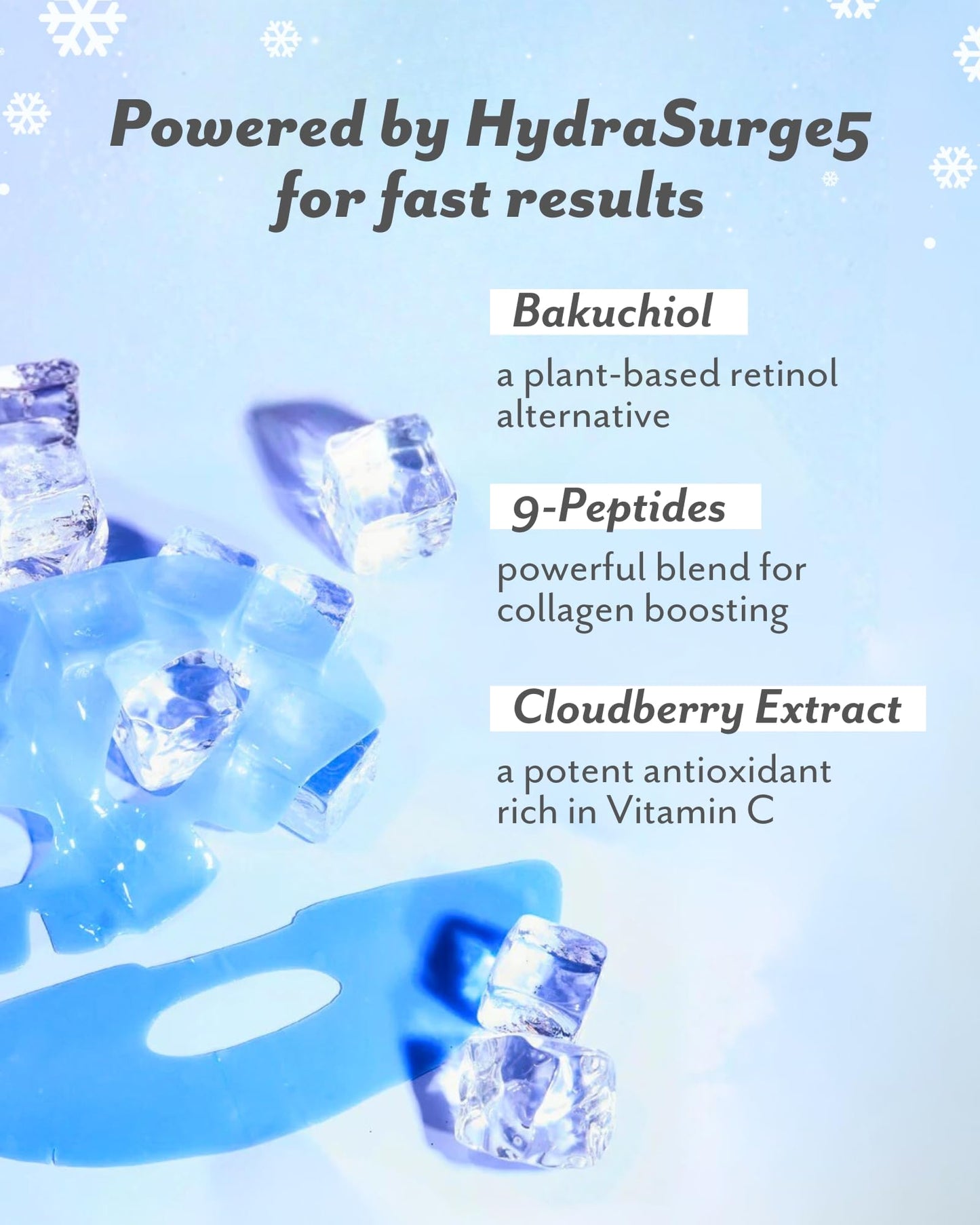 Patchology Iced Cooling and Firming Hydrogel Masks with Peptides, Cloudberry Oil and Bakuchiol. Facial Sheet Mask designed to firm skin and soothe