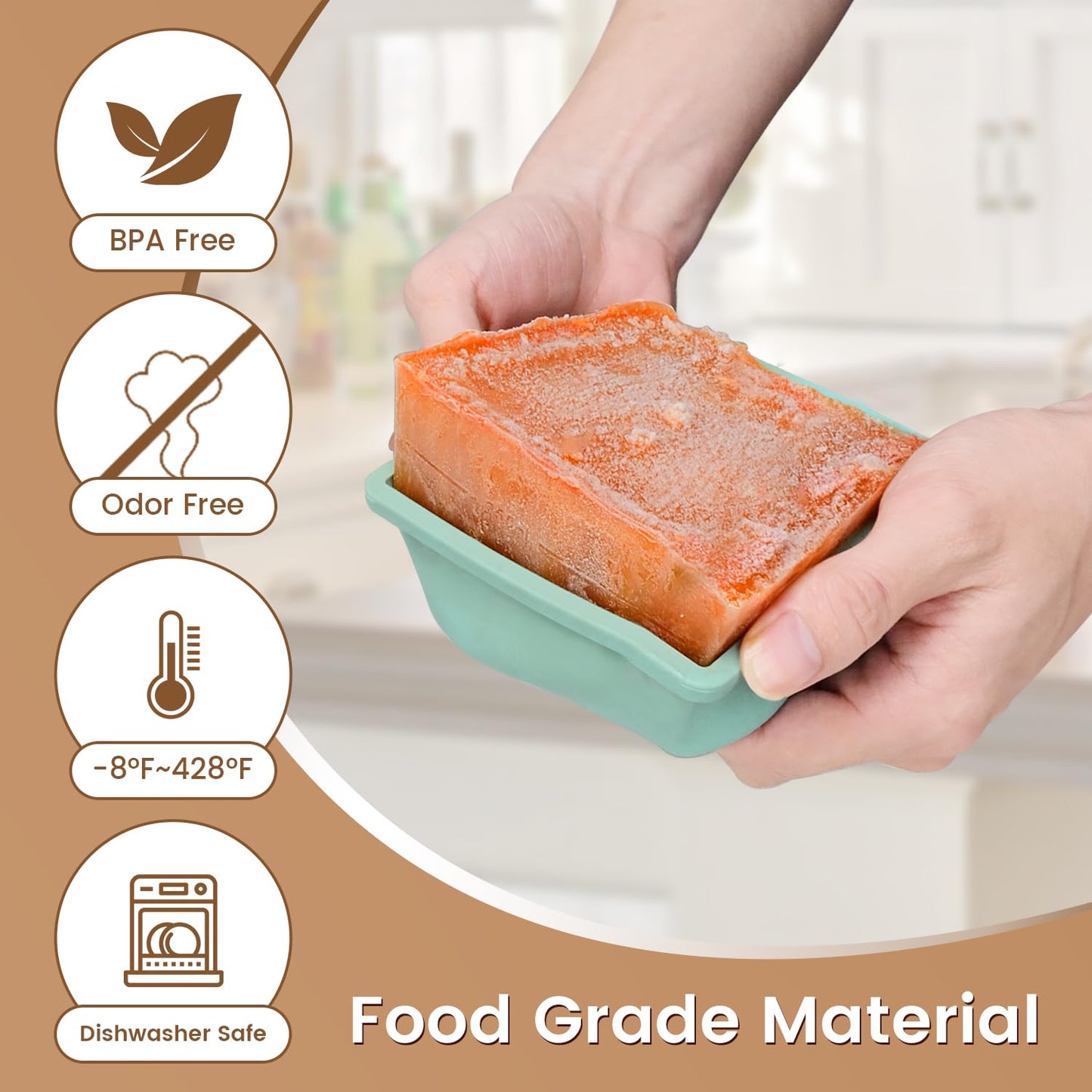 Silicone Freezer Tray for Soup Ice Cubes: 2-Cup Freezing Trays with Lid for Meal Prep - 4Pack Silicon Soup Portion Freeze Tray Make Stock Souped Ice…