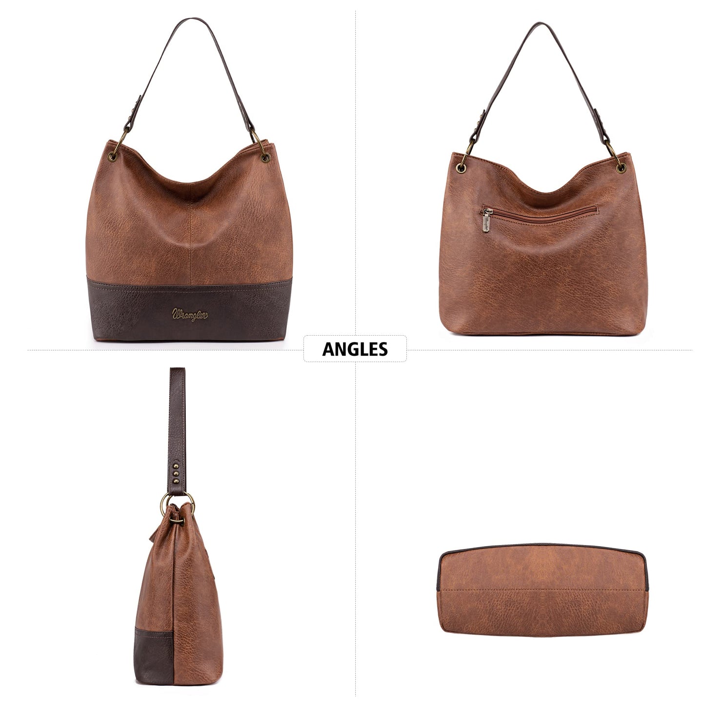 Wrangler Hobo Bags for Women Leather Hobo Purses Shoulder Bag Tote Bag Womens Purses and Handbags WG20-918BR