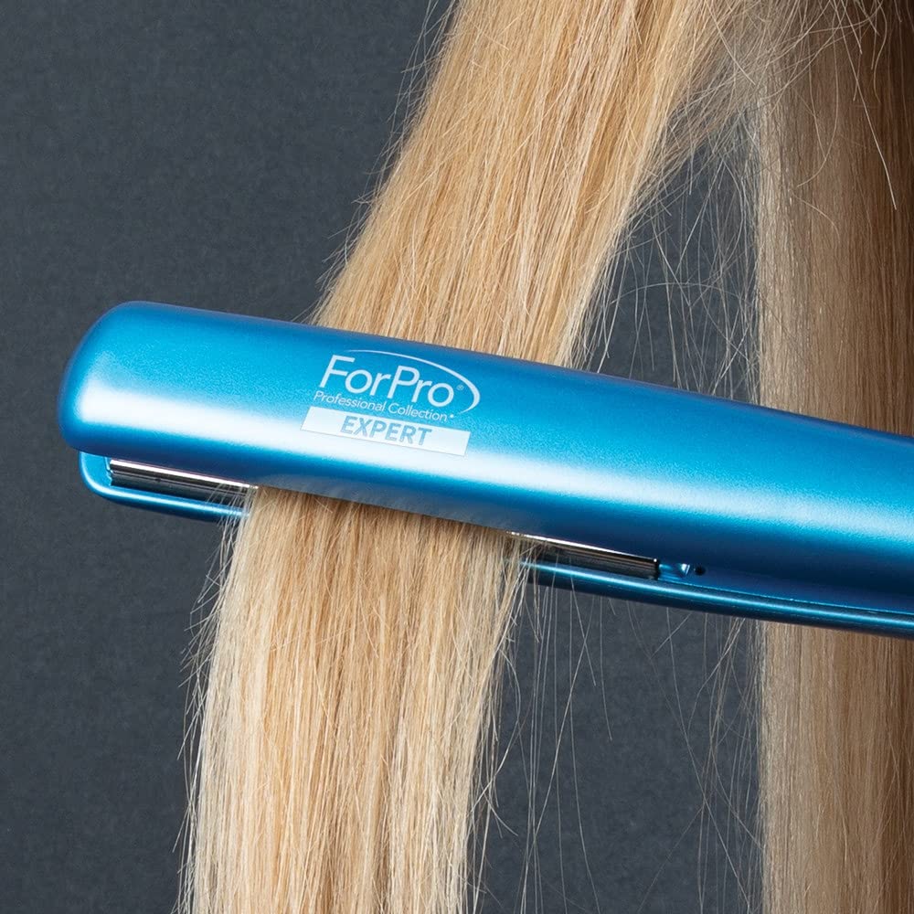 ForPro Professional Collection Expert Salon Hair Flat Iron, Advanced Nano Silver Titanium Technology, Ultra-Fast Heating with 7 Heat Settings, LCD