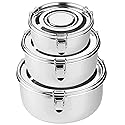 3 Pcs Premium Stainless Steel Food Storage Containers 304 Grade The Original Leak-Proof, Airtight, Smell-Proof - Perfect For Camping Trips, Lunches…