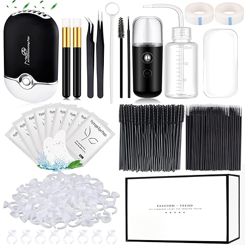 Eyelash Extension Supplies USB Air Conditioning Blower Facial Mister Lash Tweezers Mirror Mascara Brush Lash Shampoo Brush Bottle Silicone Pad Glue