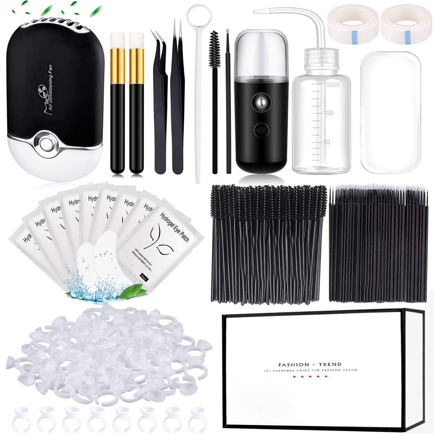 Eyelash Extension Supplies USB Air Conditioning Blower Facial Mister Lash Tweezers Mirror Mascara Brush Lash Shampoo Brush Bottle Silicone Pad Glue