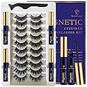 3D Magnetic Eyelashes with Eyeliner Kit - 7C SevenCrown Magnetic Lashes Natural Looking with Upgraded 4 Tubes of Liner Waterproof, Long Lasting,10