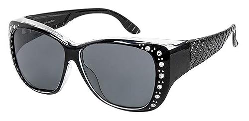 The Starlet Polarized 55 mm Fit Over OTG Butterfly Rhinestone Sunglasses, Black