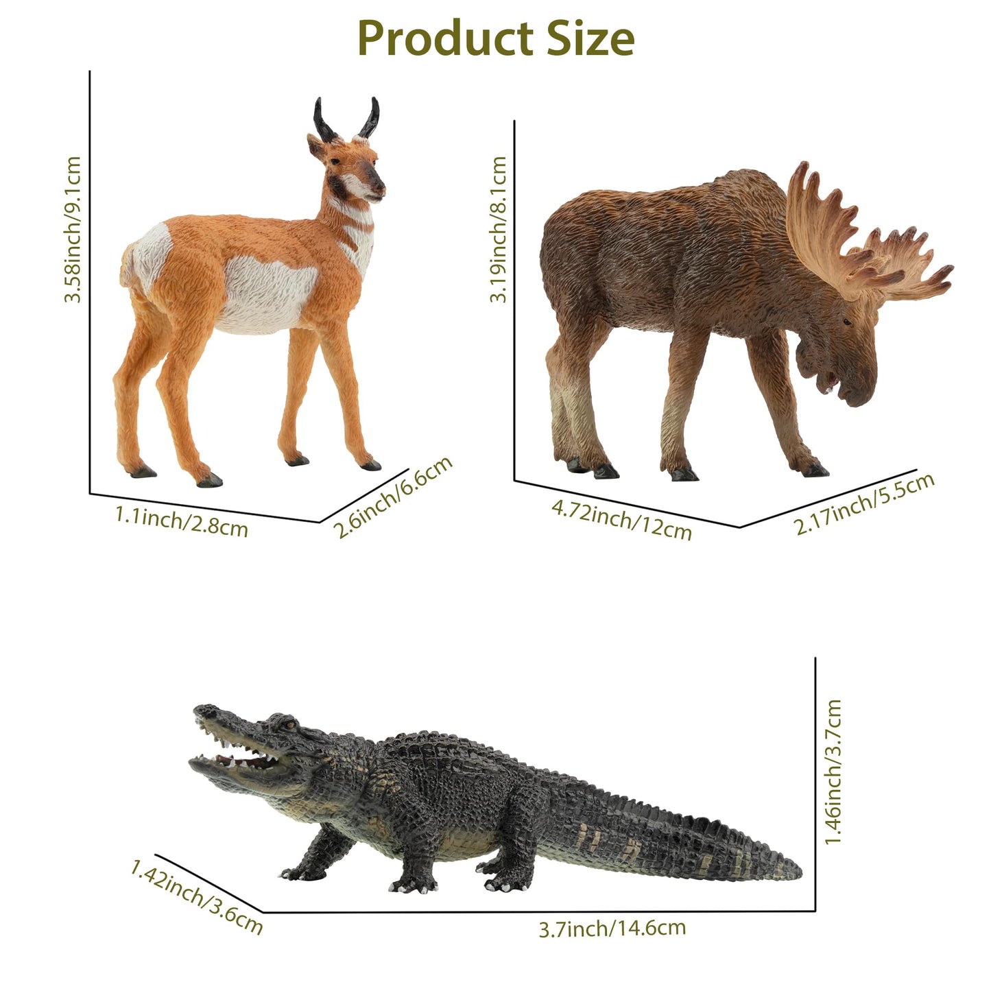 Toymany 12PCS North American Forest Animal Figurines – Realistic Jungle Wildlife Set with Bear, Wolf, Eagle & More, Educational Toys for Kids