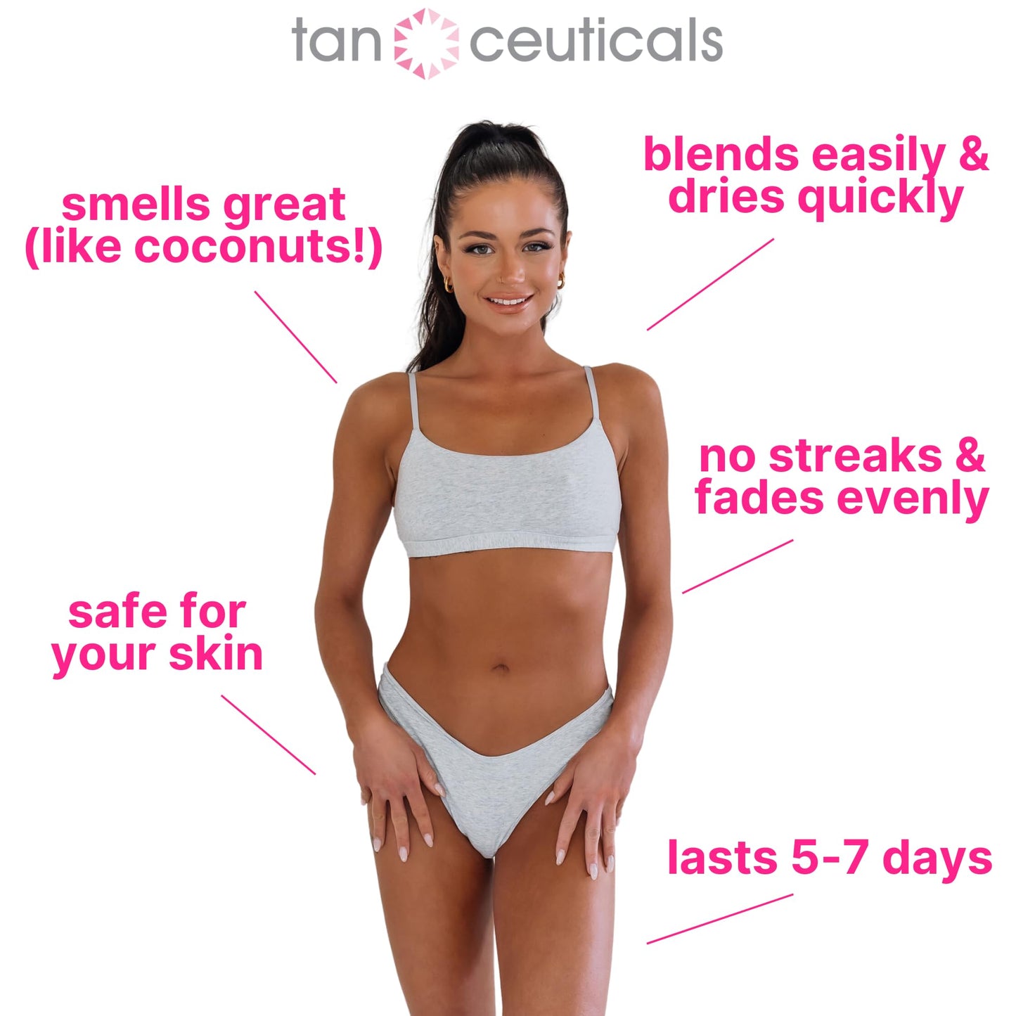 Tanceuticals Self Tanner - Dark Self Tanning Lotion for Body - Gives Natural Looking & Long Lasting Sunless Tan - Quick Fake Tan, Bronze Glow - Fresh