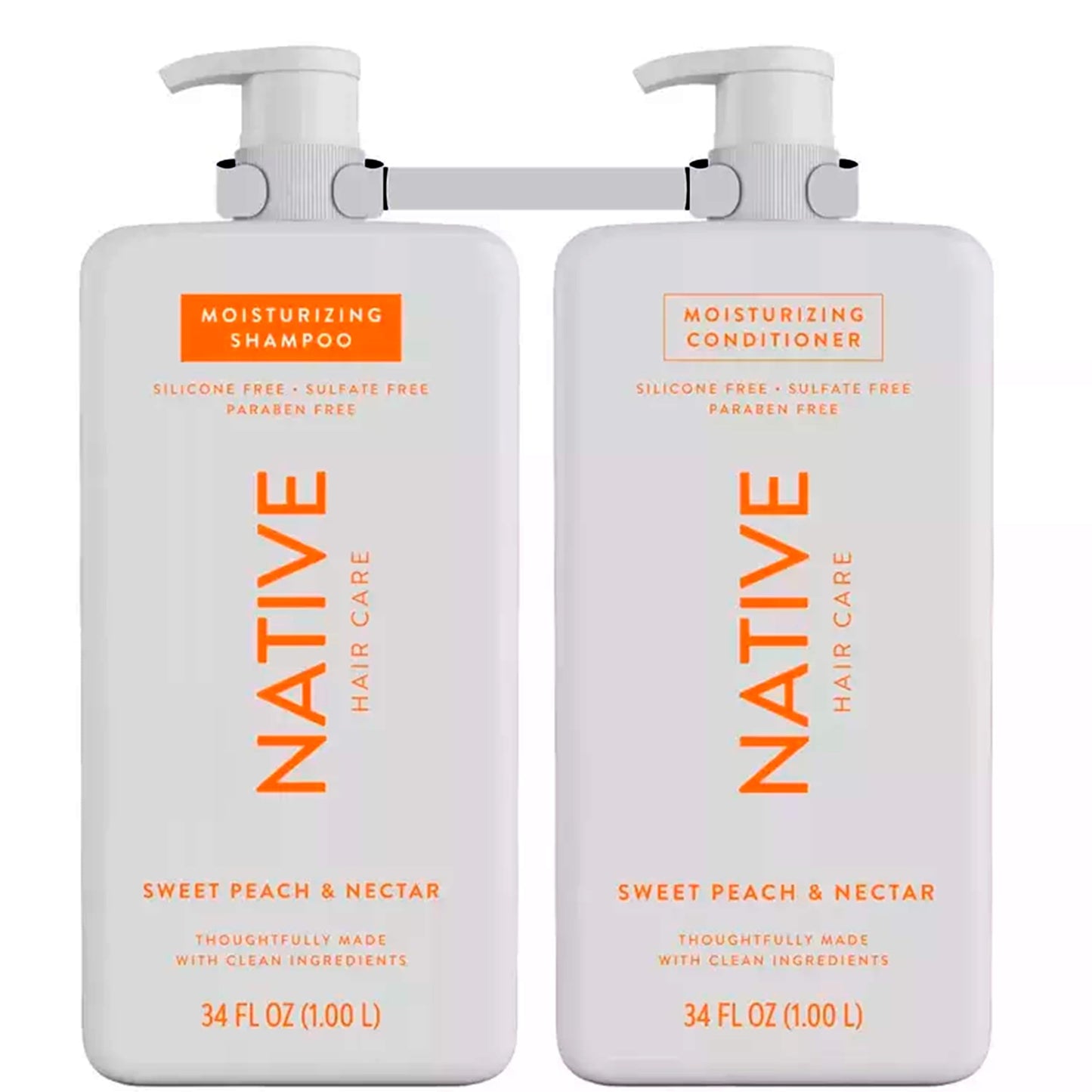 Native Sweet Peach & Nectar Shampoo & Conditioner, 34 Fl. Oz. - Pack Of 02.