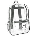 Clear Backpack Heavy Duty Transparent Bookbag for Kids, Boys, Girls, School, Travel, Stadium Approved (Grey)