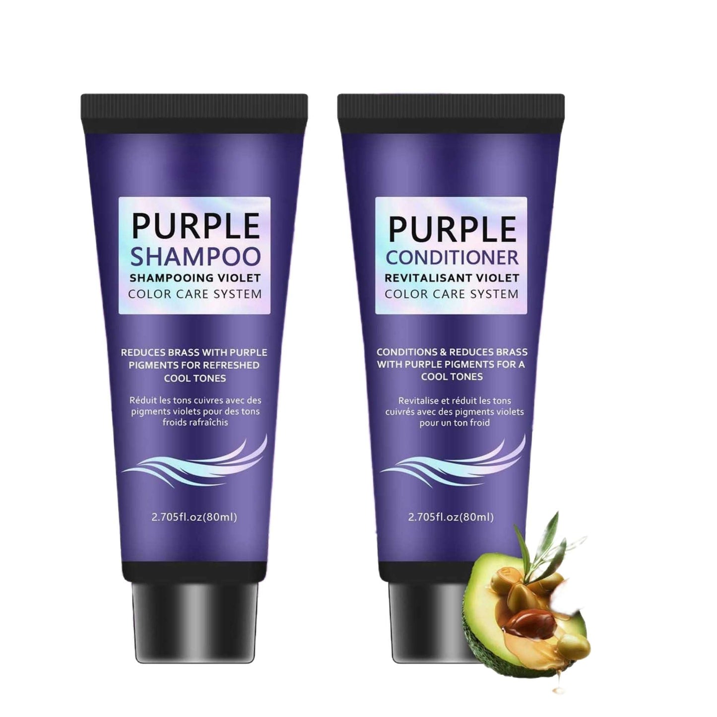 Purple Shampoo and Conditioner Set, Anti-Brass Toning, Enhance Blonde Tones, Deep Moisturizer,Frizz Control-Repair and Hydration,for Blonde,Silver, or