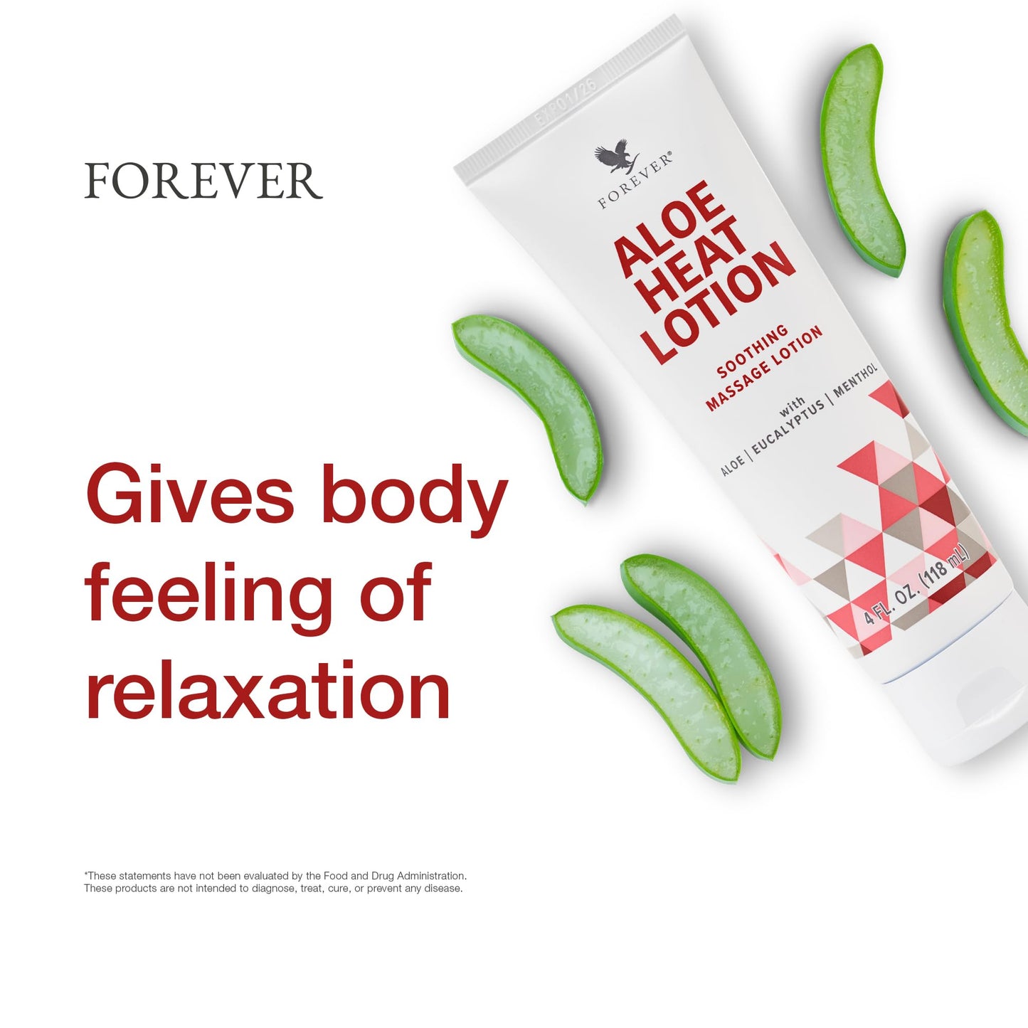 Forever Living - Aloe Heat Lotion with Menthol and Eucalyptus Fragrance, Comfort and Skin Nourishment, Vegan-Friendly Formula, 4 fl oz