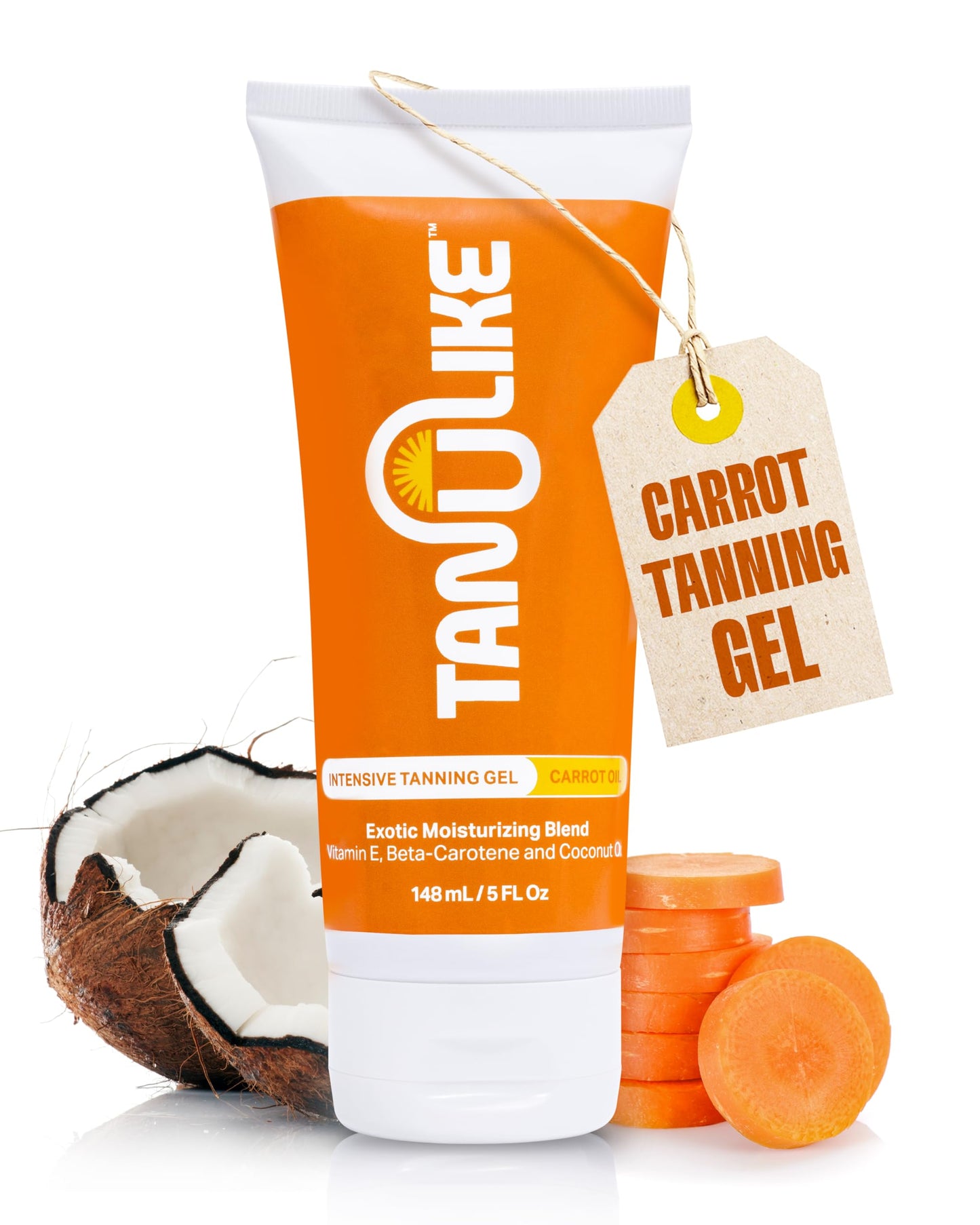 TAN U LIKE, Exotic Carrot Tanning Gel Accelerator - Advanced Moisturizing Formula with Vitamin E, Beta-Carotene, and Coconut Oil - Luxurious Coconut