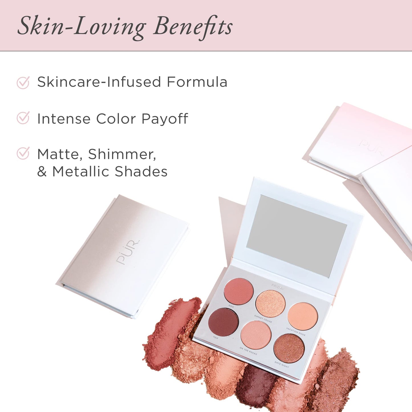 PÜR MINERALS On Point Eyeshadow Palette, Matte, Shimmer & Metallic Shades, Skincare-Infused Formula, Cruelty Free, Saturday