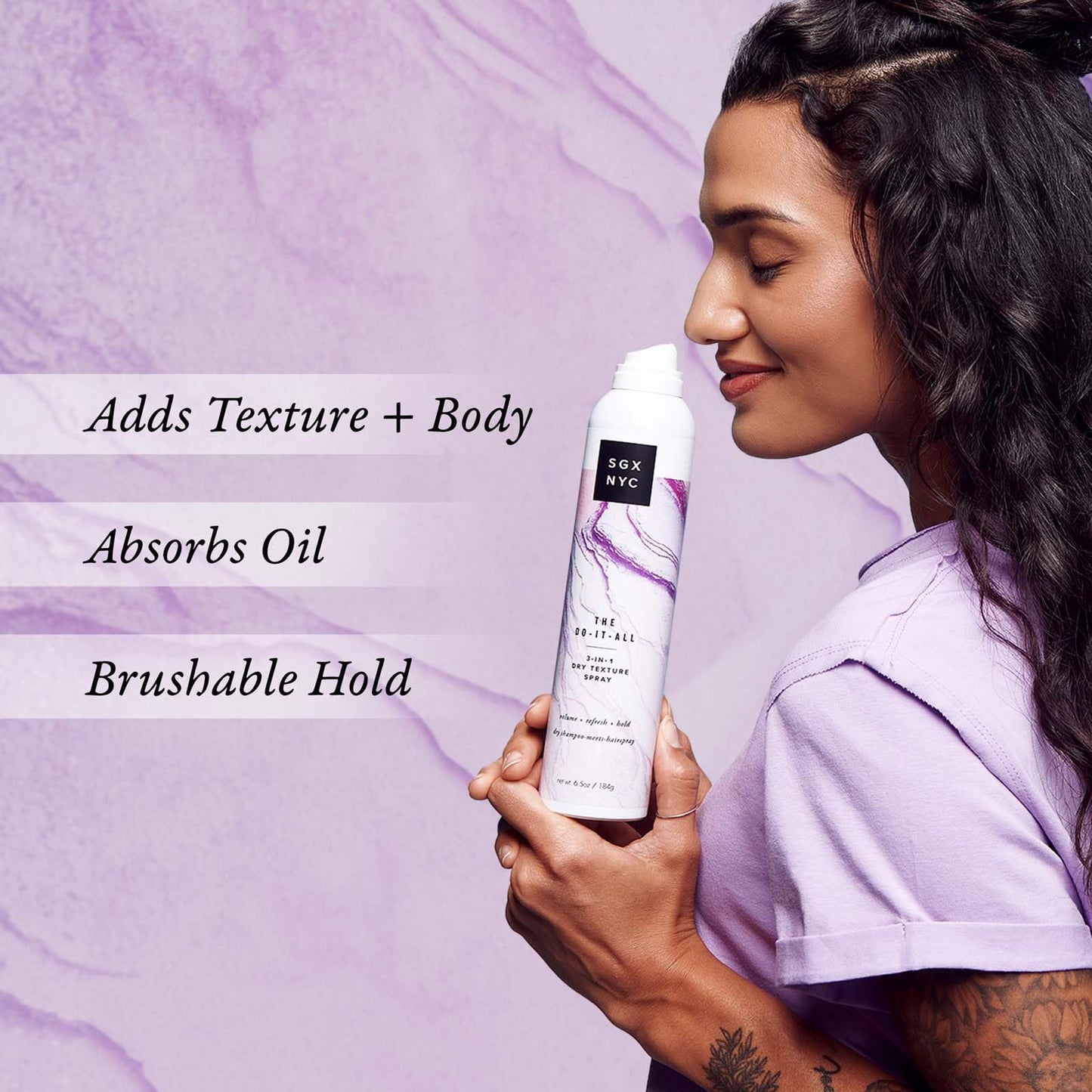 SGX NYC Dry Texture Spray | 3-in-1 Dry Shampoo & Hairspray | Refreshes Hair, Adds Texture, UV Protection | Vegan, Paraben-Free, 6.5 oz