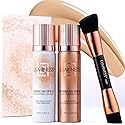 LUMINESS Airbrush Spray Silk Foundation Starter Kit - Fair - Foundation, Primer & Dual-Sided Angled Buffing Brush - Medium, Buildable Coverage