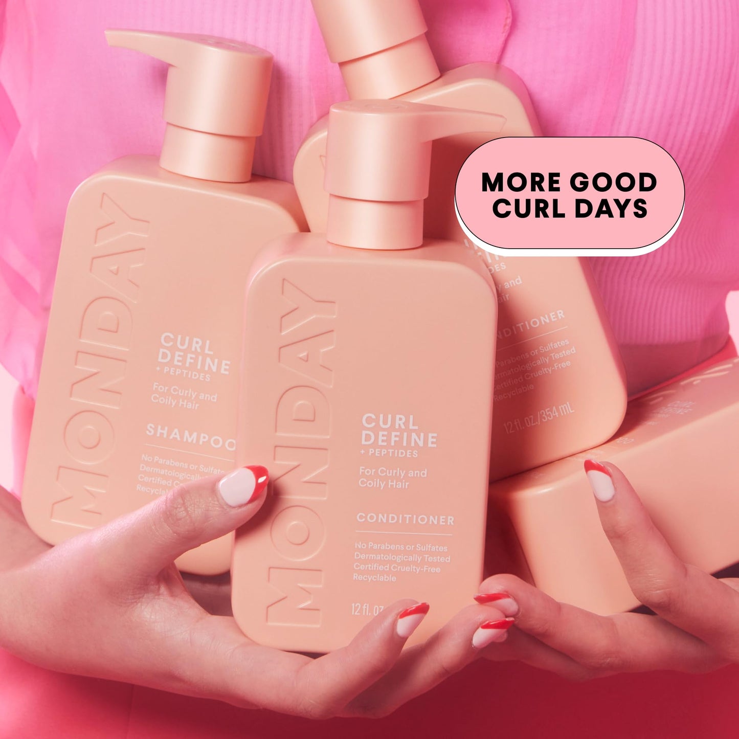 MONDAY HAIRCARE Curl Define Shampoo + Conditioner Set (2 Count) 12 oz Each Nourishes Curls, Tames Frizz, Coconut Oil and Shea Butter Enhance Shine
