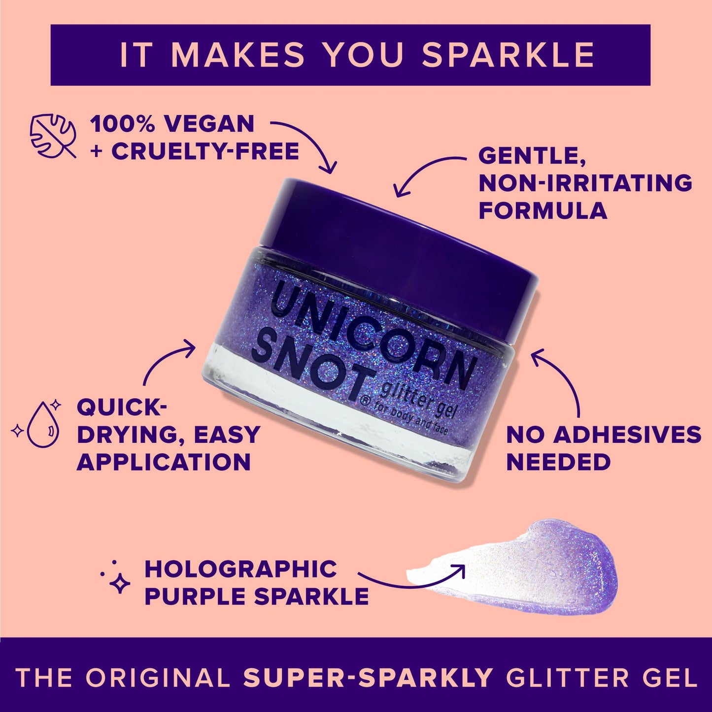 UNICORN SNOT Holographic Face Glitter & Body Glitter Gel | Holiday Glitter Makeup: Stocking Stuffers & Christmas Gift | Hair Glitter, Vegan