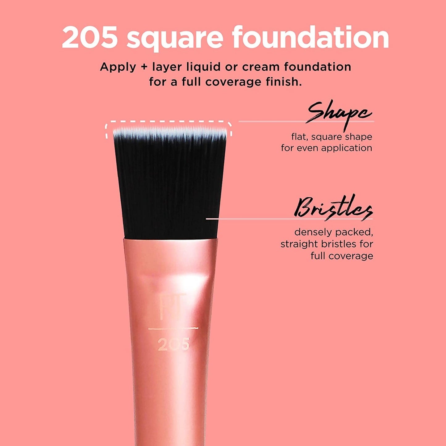 Real Techniques Flawless Base Brush Set With Ultra Plush Custom Cut Synthetic Bristles and Extended Aluminum Ferrules to Build Coverage for Every