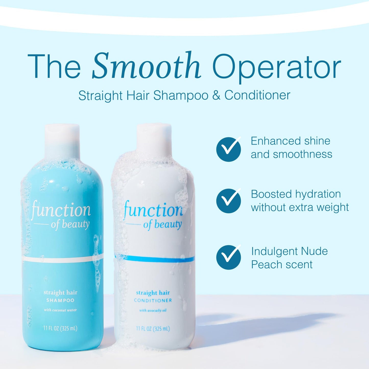 Function of Beauty Straight Hair Shampoo & Conditioner Set - Sulfate-Free Shampoo & Conditioner Duo for Natural Volume & Shine - Anti-Frizz