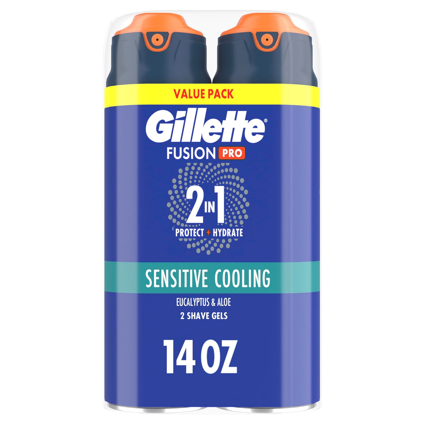 Gillette PRO Shaving Gel For Men Cools To Soothe Skin And Hydrates Facial Hair, TWIN PACK - Total 14oz, ProGlide Sensitive 2 in 1 Shave Gel Beauty and Personal Care Gillette Default Title