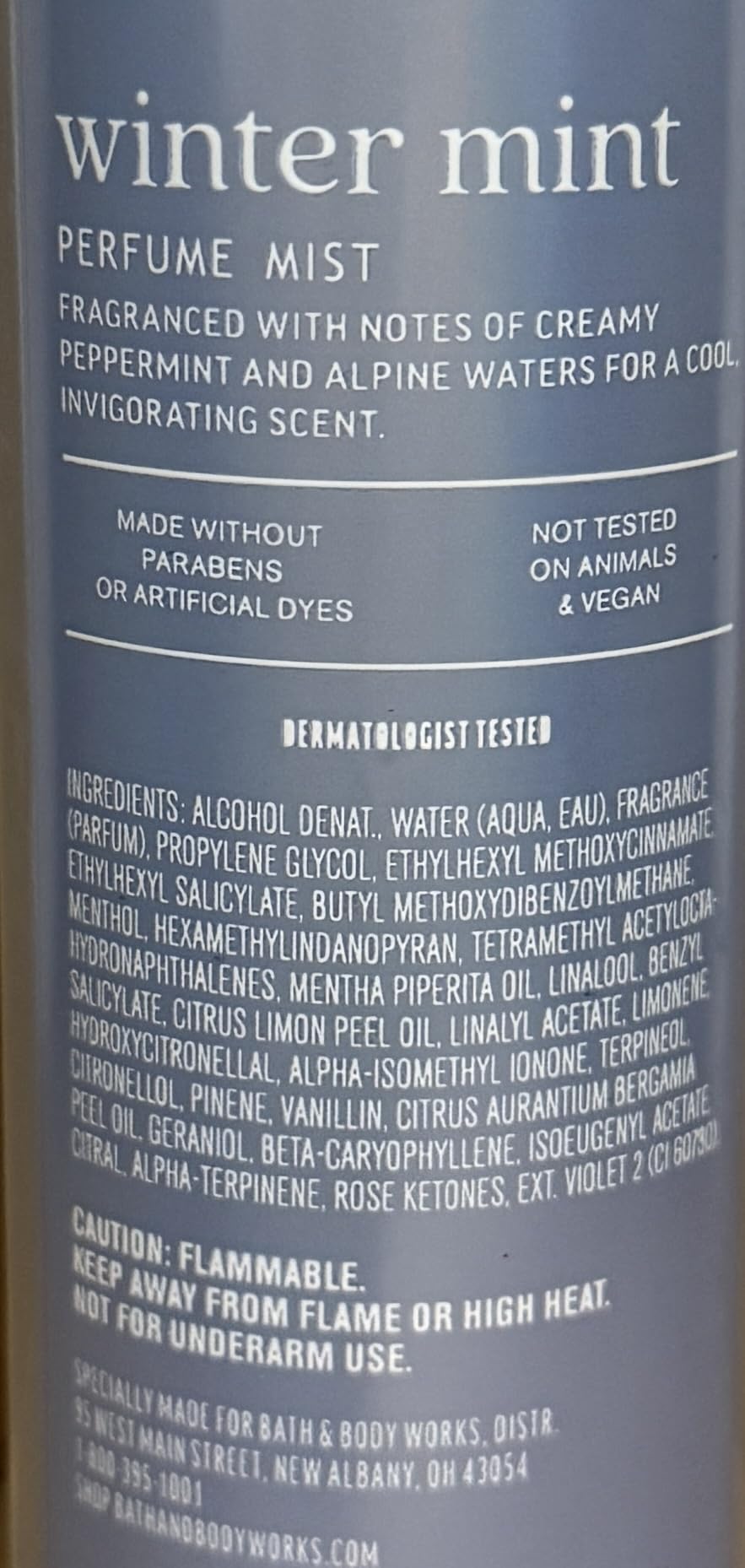 Bath & Body Works Water Winter Mint Fine Fragrance Mist 8 Ounces