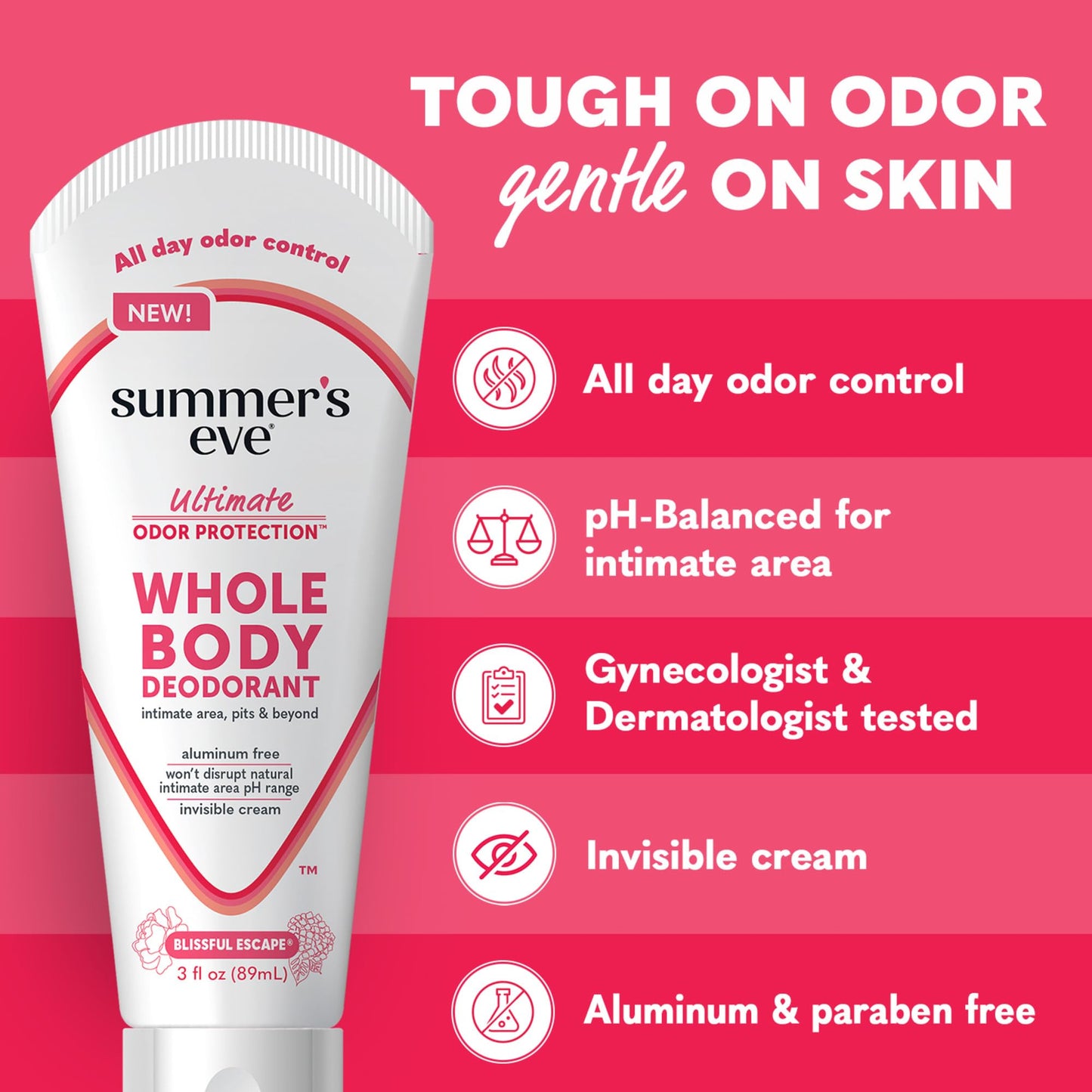 Summer's Eve Whole Body Deodorant Cream, Blissful Escape, 3 fl oz + Summer's Eve Blissful Escape Daily Refreshing All Over Feminine Body Wash, Removes Beauty and Personal Care Summer's Eve