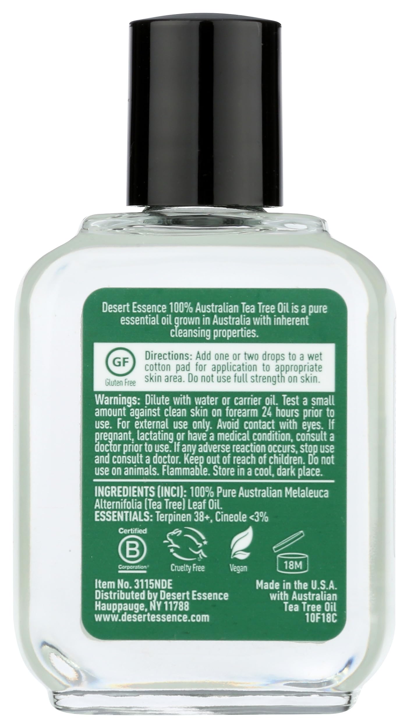 Desert Essence 100% Australian Tea Tree Oil Therapeutic Grade Essential Oil - Skin Cleansing, Clarifying, Soothing - Refreshing Air - Skin Care, Hair