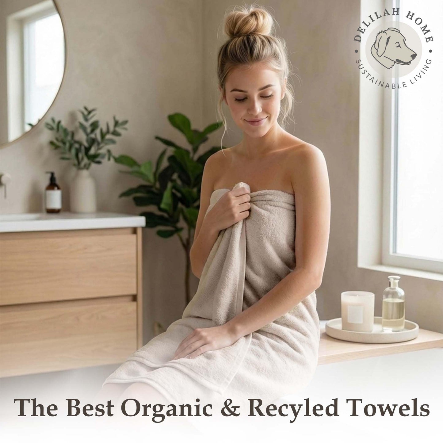 Delilah Home 100% Organic Turkish Cotton Bathroom Towels Set, 700 GSM Luxury Spa & Hotel Quality, Soft and Absorbent Bath Towel Set, 6 Pieces, 2…