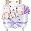 spa luxetique Spa Gift Baskets for Women, 8 Pcs Lavender Lotion Set with Bubble Bath, Shower Gel, Birthday Anniversary Self Care Kit for Her, Mothers