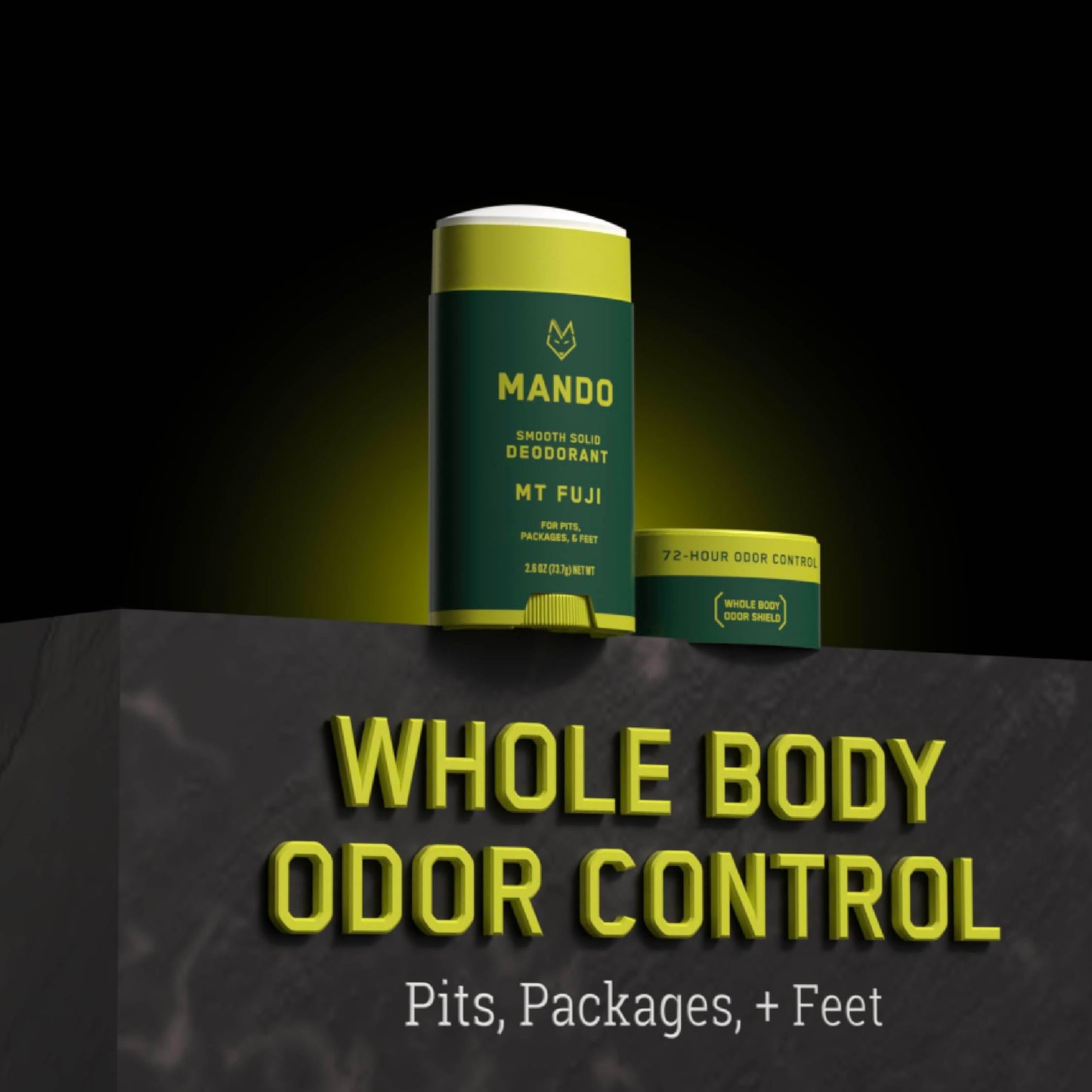 Mando Whole Body Deodorant For Men - Smooth Solid Stick - 72 Hour Odor Control - Aluminum Free, Baking Soda Free, Skin Safe - 2.6 Ounce (Mt Fuji)