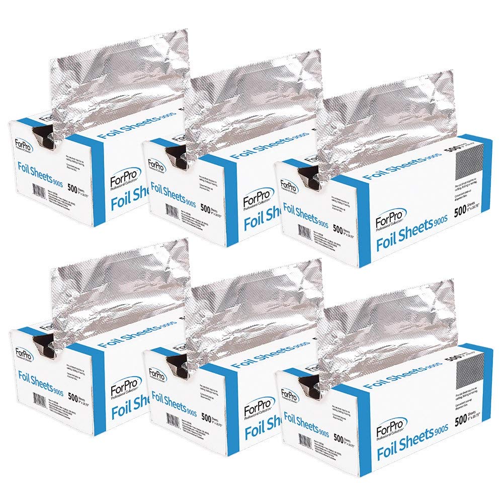 ForPro Professional Collection Embossed Foil Sheets 900S, Aluminum Foil, Pop-Up Dispenser, for Hair Color Application and Highlighting, Food Safe, 9”