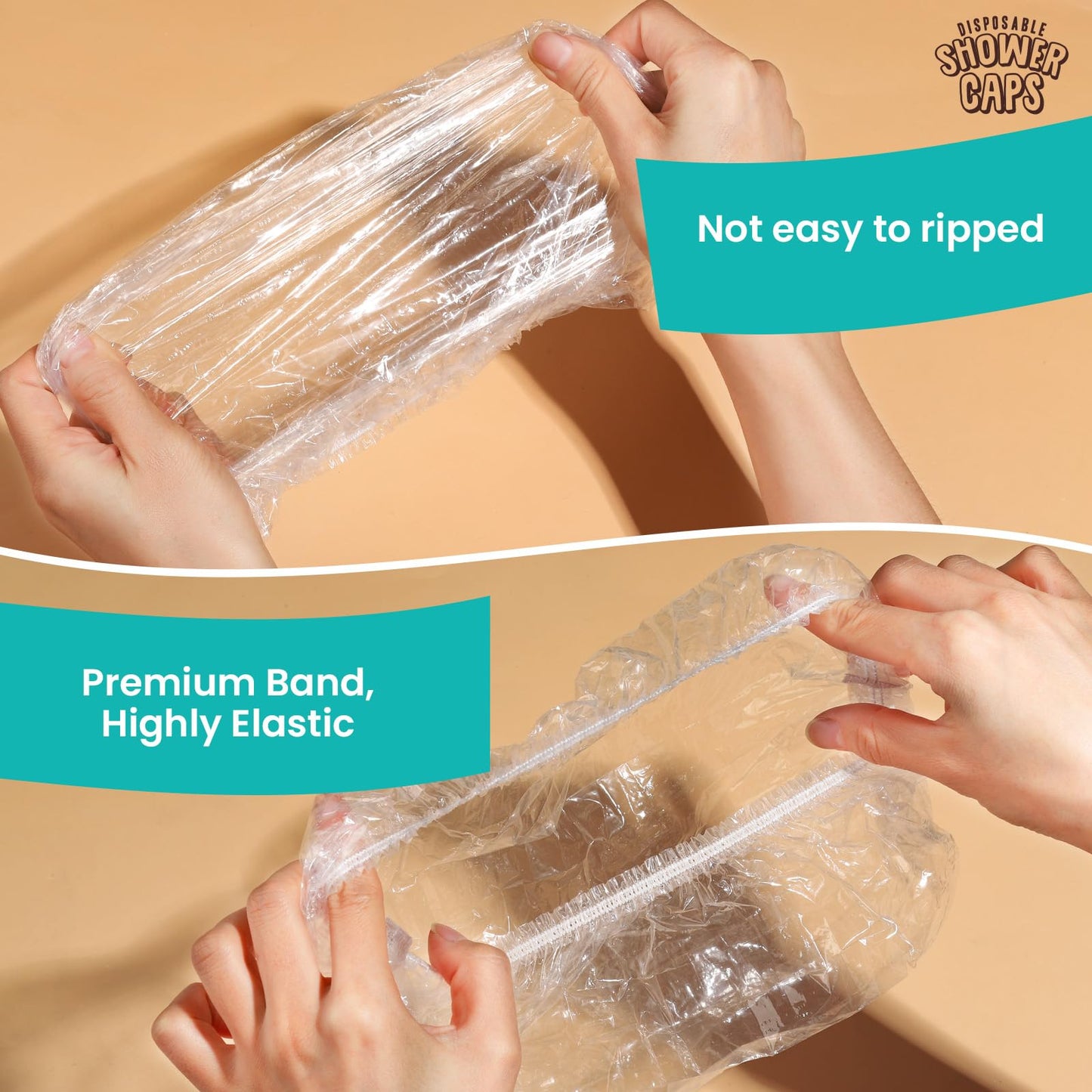 LEOBRO 100PCS Disposable Shower Caps, Shower Caps for Women Disposable, Clear Plastic Shower Cap, Plastic Hair Caps for Hair Treatment, Regular Size Beauty and Personal Care LEOBRO