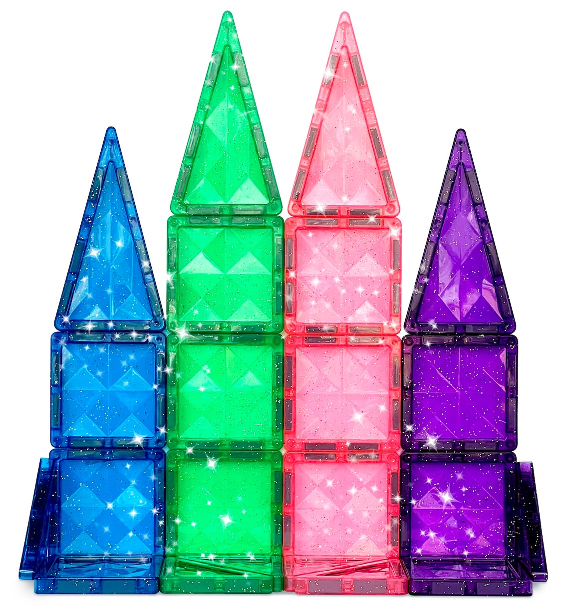 CreateOn Crayola Mini Magnetic PIP-Tiles 24pc Set (Glitter) – STEM Travel Building Toys for Kids Ages 3+, Boys & Girls