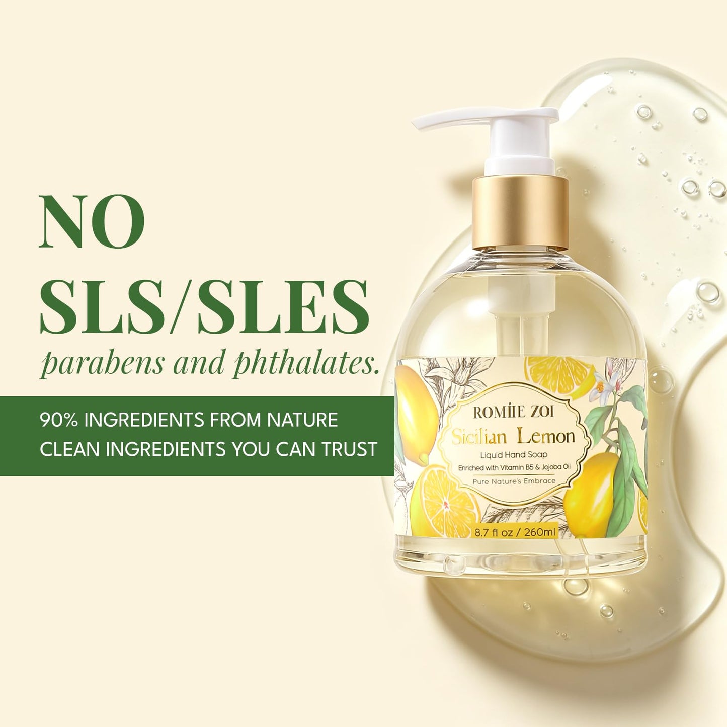 ROMIIE ZOI Liquid Hand Soap, Lemon, 260ml/8.7fl.oz Beauty and Personal Care ROMIIE ZOI