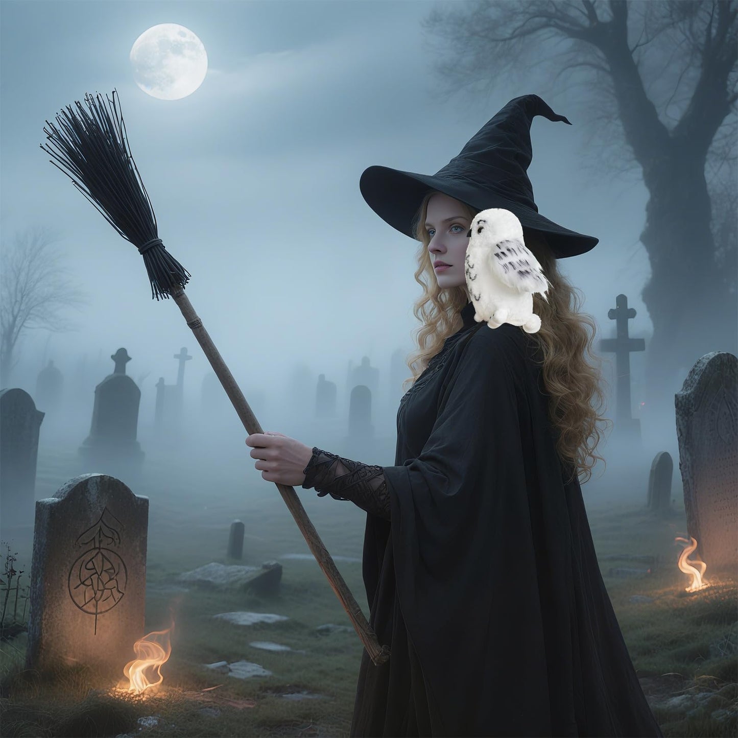 Wizard Costume Accessories Snowy Owl-Plush Stuffed Animal Halloween Cosplay Accessories for Kids