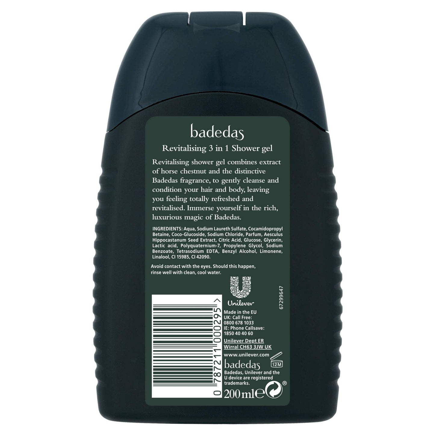 Badedas for Women Shower Gel Shampoo & Conditioner with Horse Chestnut Extract, 6.8 Ounce
