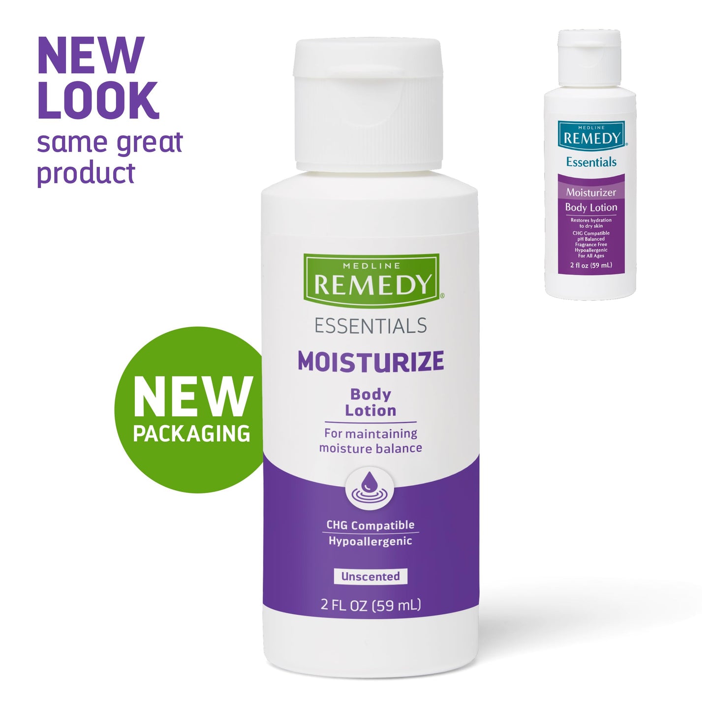 Medline Remedy Essentials Moisturizing Body Lotion (2 oz Bottle), Unscented, Travel-Size, Hydrating, Non-Greasy, For Dry Skin, Hypoallergenic, Men