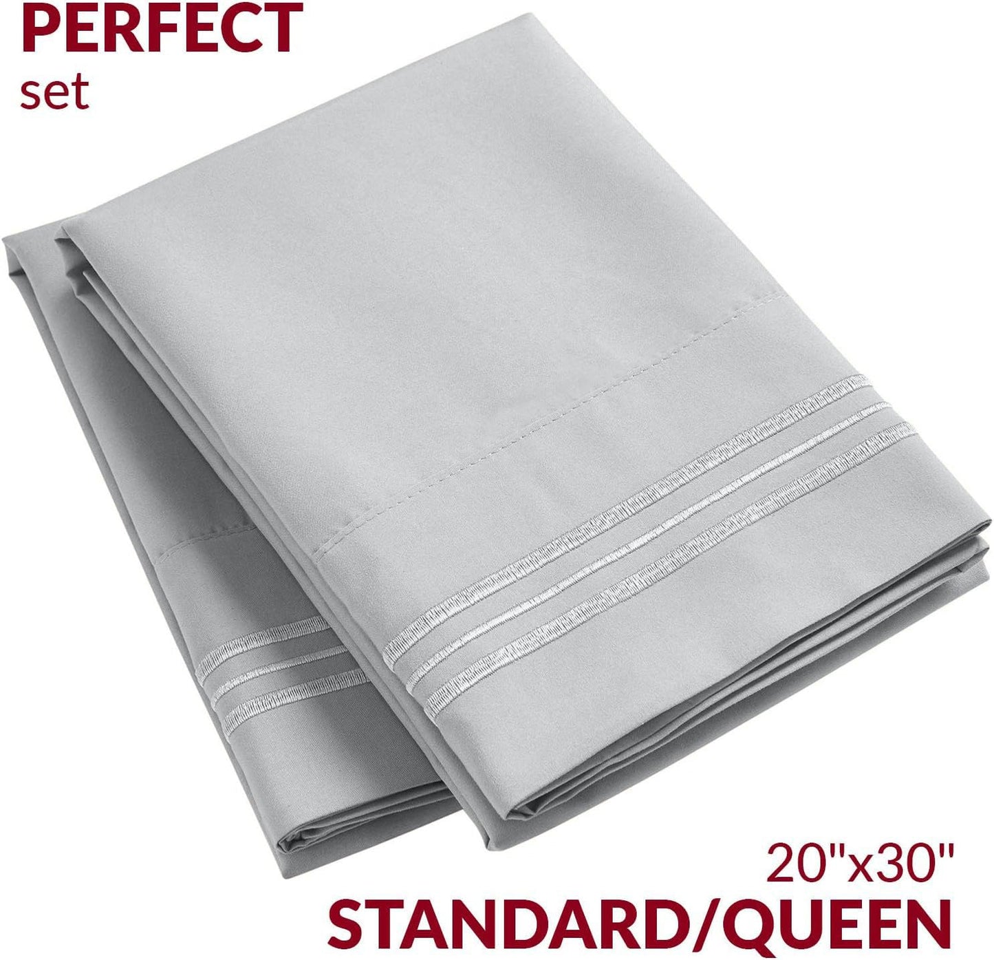 Mellanni Pillow Cases - Luxury, Extra Soft, Cooling Pillow Covers - 2 PC Iconic Collection Pillowcases - Envelope Closure (Standard/Queen 20" x 30",