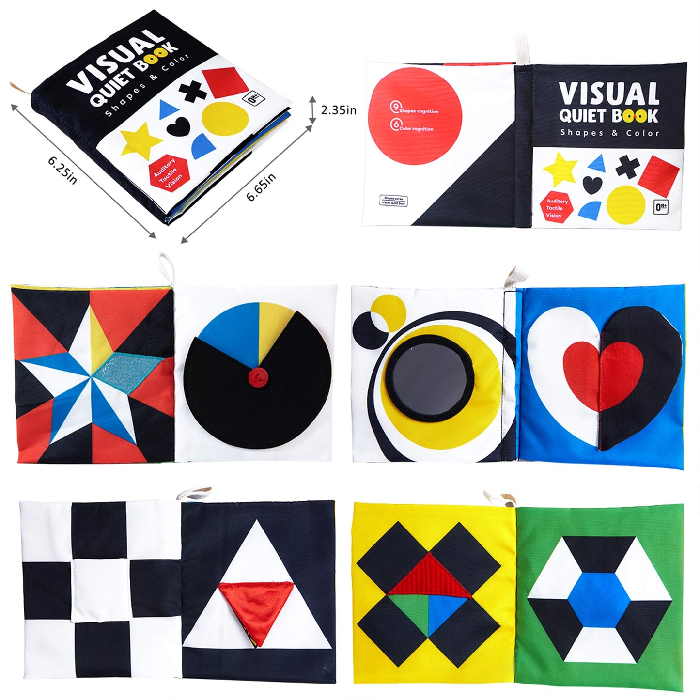 beiens High Contrast Baby Book | Black & White Crinkle Sensory Toy for Visual Stimulation | Montessori Interactive Gift for Newborns 0–12M